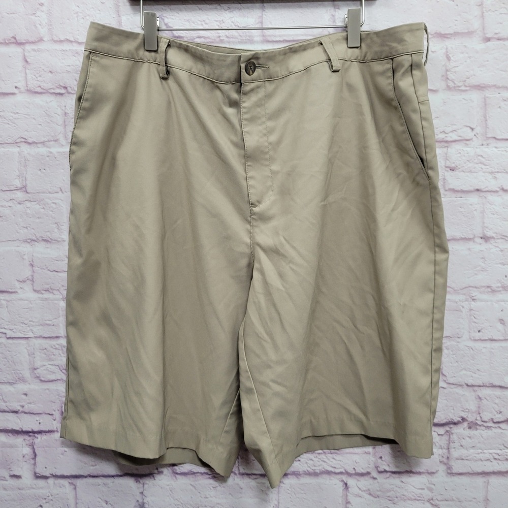 Adidas Climalite Golf Shorts Mens 40 Beige Chino Performance Flat Front Gorpcore